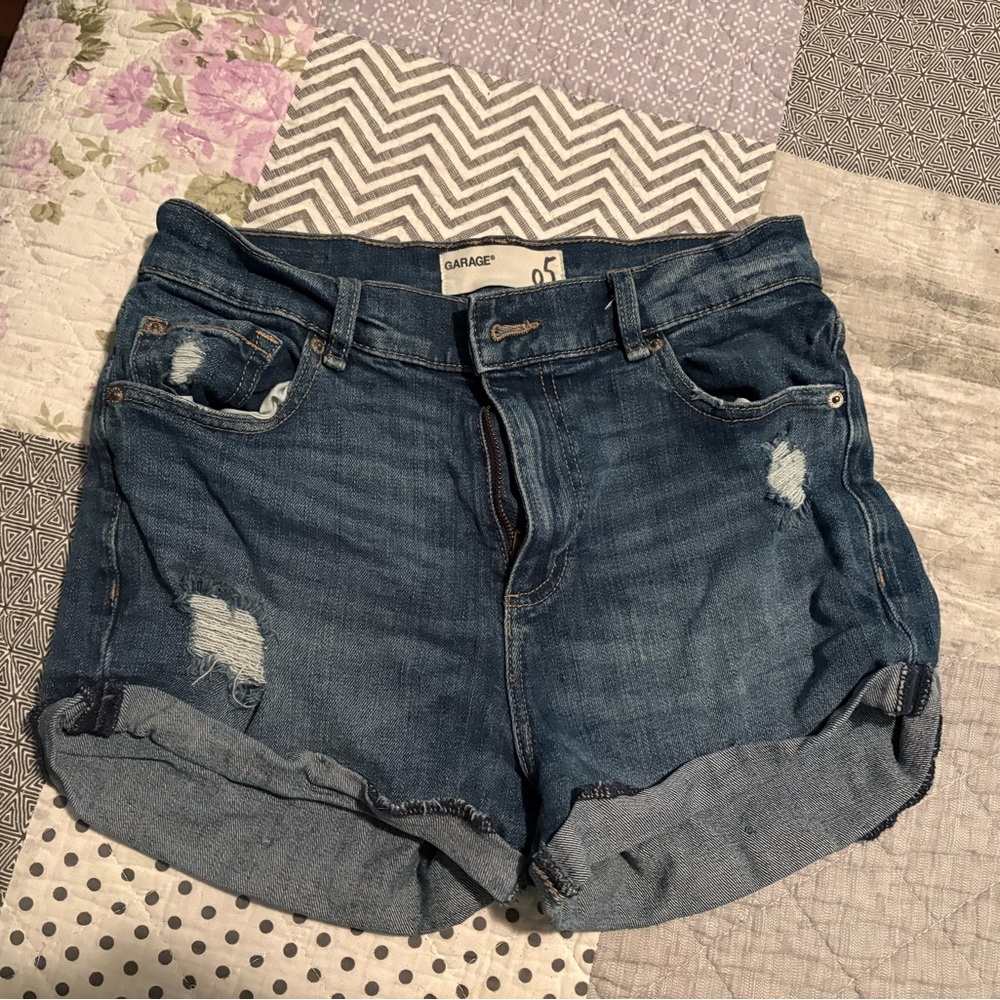 Garage Distressed Blue Jean Shorts